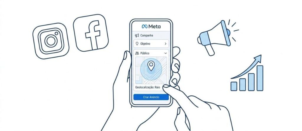Anúncios nas redes sociais podem ajudar empresas a alcançar clientes de uma região específica e direcioná-los para o WhatsApp.